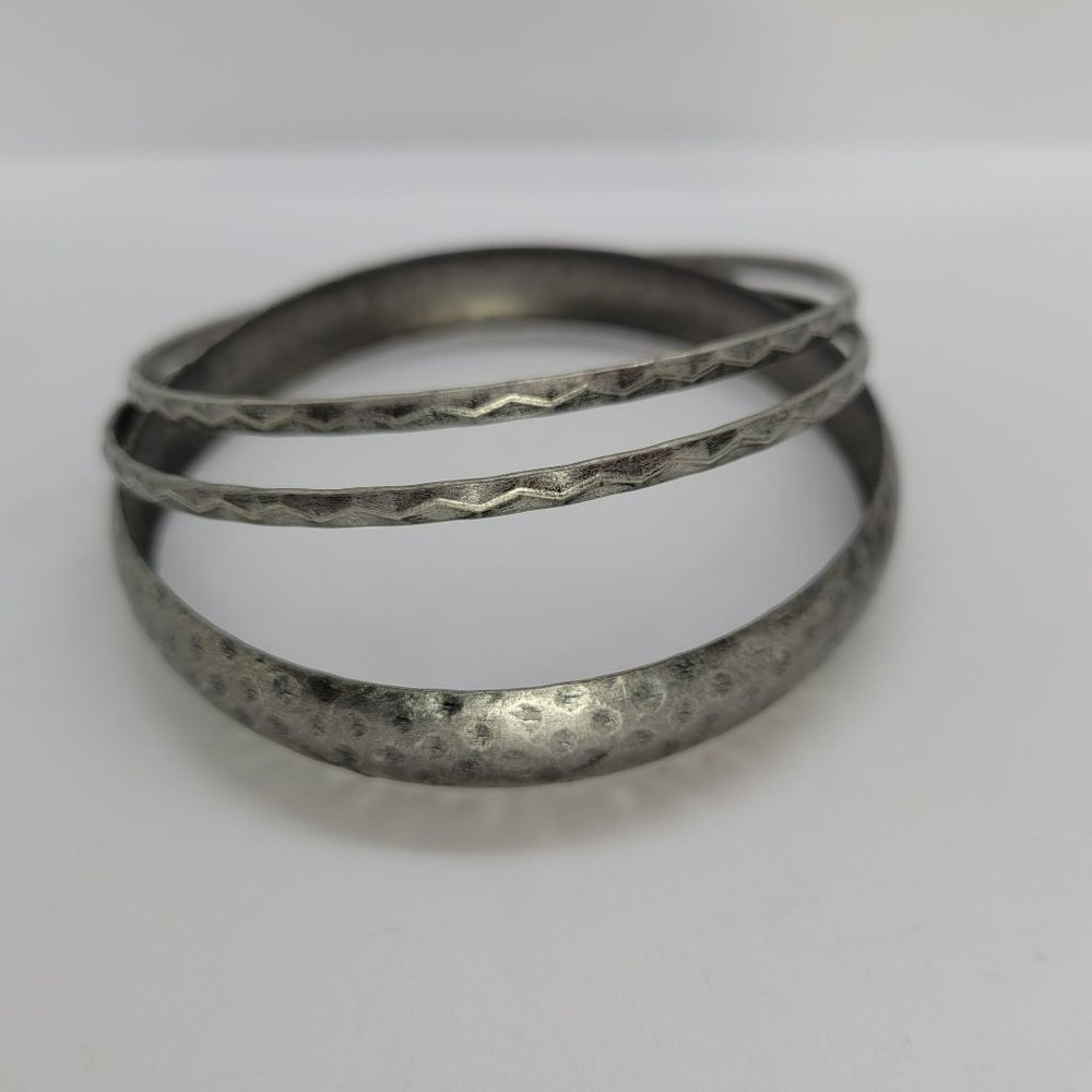 Bracelets (3) Stackable Gunmetal Toned 2 3/4"
